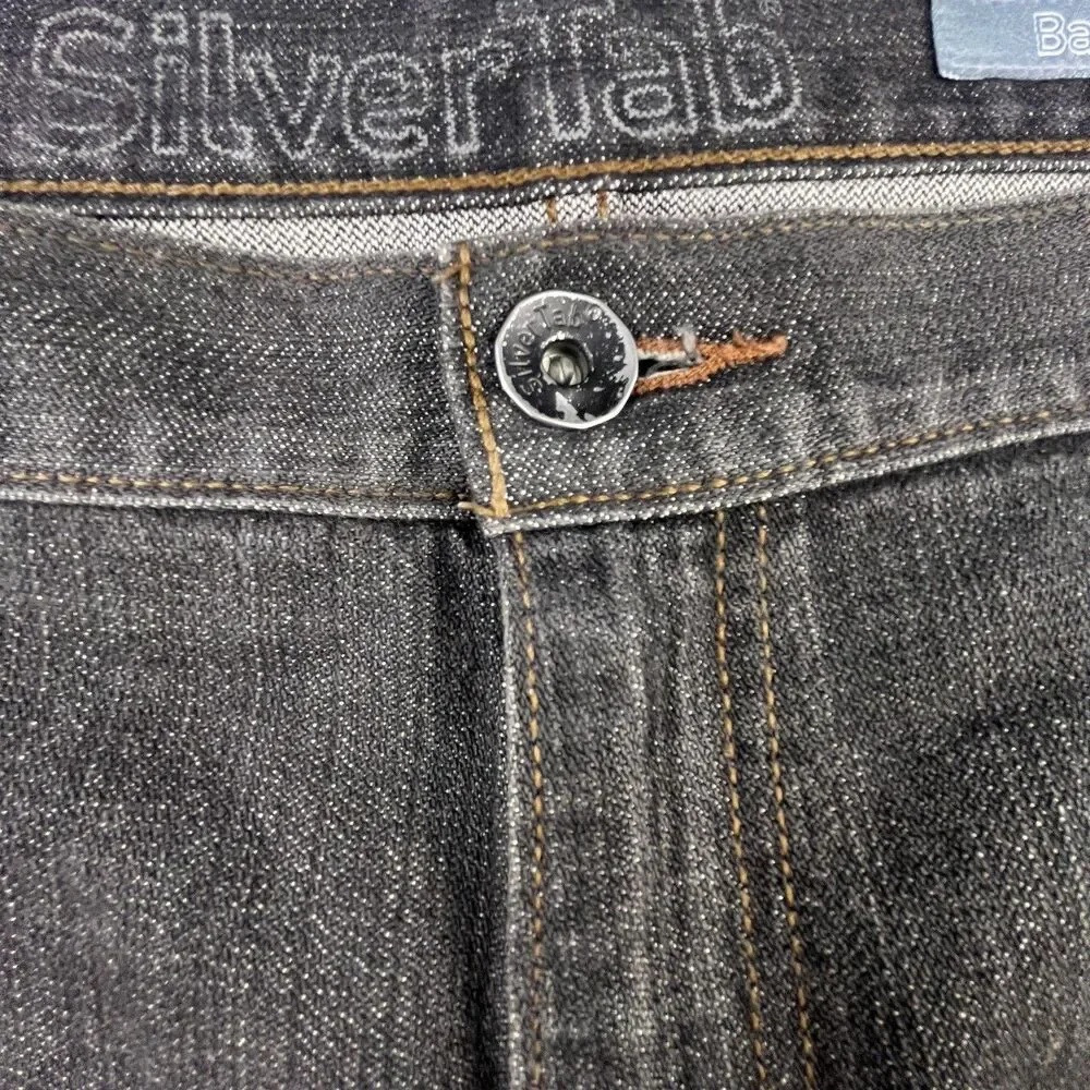 Vintage Levis Silver Tab Baggy Jeans Size 42x30 Black Wide Leg Skater Hip Hop